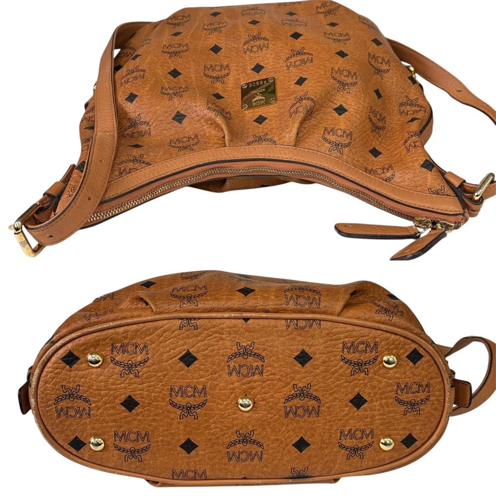 MCM Cognac Visetos Coated Canvas and Leather Hobo - Picture 5 of 14